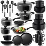 Set de cuisine pour 6 personnes avec vaisselle et casseroles 45 pices