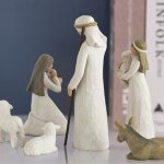 Lot de 10 statues de cr�che de no�l en r�sine ? peintes � la main ? d�coration religieuse pour int�rieur ...