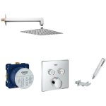 Banyo ? colonne de douche m�canique 2 voies ? mitigeur encastr� chrom� ? t�te de douche inox 300x300mm ...