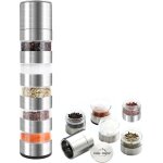 Set d'pices de voyage 5 en 1, pots  epices empilables en acier inoxydable mini pots  pices avec moulin ...