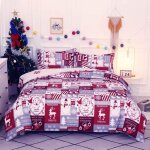 Sets de housse de couette motif patchwork de nol 220x240 cm avec 2 x taies d'oreiller 50x75 cm, parure ...