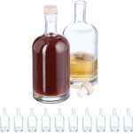 Set huile et vinaigre, bouteille en lot de 12, volume de chaque : 500 ml, bouchon aspect bois, transparent ...