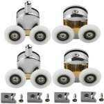 Set of 4 double rollers - for sliding shower door, 2 23mm diameter wheels for bathroom zinc alloy, replacement ...