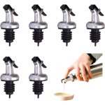 Set of 6 stainless steel resealable pouring spouts, bottle stopper dispensers, pourer spout stopper alcohol ...