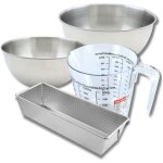 Set p�tisserie avec moule � cake acier 25 cm, 2 bols � mixer, verre mesureur et spatule zenker