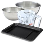 Set p�tisserie avec plaque de four extensible de 35 - 52 cm, 2 bols � mixer, verre mesureur et spatule ...