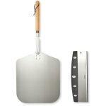 Set a pizza - livoo - mes149 - 1 pelle en aluminium - manche en bois de hetre - couteau a pizza acier ...
