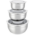 Set de saladiers - arthur martin - am486 - 16 - 20 - 24 cm - couvercles herm�tiques - acier inoxydable ...