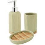 Set salle de bain stri 3 pices cramique bambou tilleul