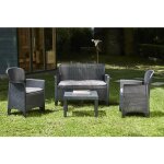 Dmora - set salon d'extrieur ostuni, salon de jardin compos de 2 fauteuils, 1 canap et 1 table basse, ...