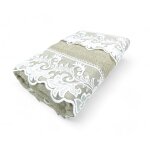 Set de serviettes 1 + 1 macram� toscan dentelle sable, pur coton, made in italy, id�e cadeau, emballage ...