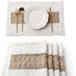 Sets de table - 4 sets de table bohmes en toile de jute, dcoration de table campagnarde, 3050cm