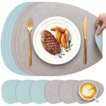 Set de table et dessous de verre, sets de table ovale lot de 6 lavable double face bicolore en cuir, ...