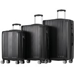 Set de valises - oem - rigide abs - 4 roulettes - serrure tsa - noir