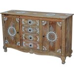 Sharma - enfilade avec 2 portes et 4 tiroirs en bois de manguier brun clair Sharma - enfilade avec 2 portes et 4 tiroirs en bois de manguier brun clair