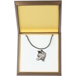 Shiba inu - un collier avec un chien dans une bote cadeau, un mdaillon plaqu argent pour un amoureux ...