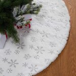 Shining house - 122cm jupe de sapin de no�l, tapis sapin no�l blanc rond, douce tapis de sapin de noel ...