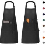 Shining house - 2 pack tabliers de cuisine etanche, noir tablier r�glable avec poches pour cuisine familial, ...
