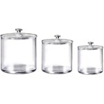 Shining house - lot de 3 boite coton tige , distributeur coton, boite de rangement plastique pour salle ...