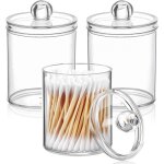 Shining house - 3 pi�ces boite coton tige, 7 x 10. 5 cm bo�te de rangement transparent avec couvercles, ...