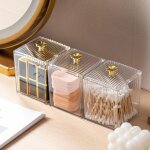 Shining house - 3pcs distributeur de cotons salle de bain, bote acrylique transparente poue coton tige ...