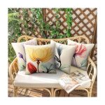 Shining house - lot de 4 housses de coussin 45x45cm fleur multicolores patio extrieur taie d'oreiller ...