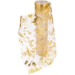 Shining house - chemin de table filet avec feuille d'or, 28cmx10m chemin de table polyester, ruban de ...