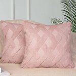 Shining house - coussin et housse de coussin lot de 2 housses de coussin roses 45 x 45 cm, housses de ...