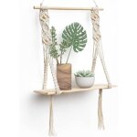 Shining house - etagere murale bois macram� boheme deco plantes simple houppe manuel tiss� chambre salon ...