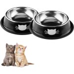 Shining house - gamelle pour chat 2 pices chat bol, gamelle chat en acier inoxydable ensemble, mangeoirs ...