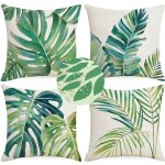 Shining house - housse de coussin feuilles tropicales 45 x 45 cm feuille de palmier vert polyester lin ...