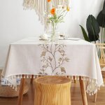 Shining house - nappe carree anti tache nappe coton et lin lavable nappe tissu tassel style pour la dcoration ...