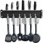 Shining house - porte couteau , porte ustensiles cuisine avec 6 crochets, support de cuisine en aluminium, ...