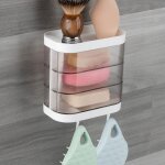 Shining house porte - savon mural  3 couches avec 2 crochets, support de savon rotatif  180 degrs, ...