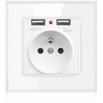 Shining house - prise electrique murale avec double usb - chargeur pour iphone / android prise fran�aise ...