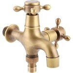 Shining house - robinet de jardin en laiton massif double sortie vintage mural lave - linge robinet extrieur ...