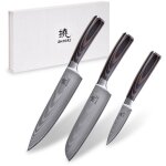 Shiori 3 - set ? chairo sh?to + santoku + sifu - un ensemble de trois couteaux en acier damas