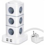 Tonchean multiprise, tour multiprise, 12 prises multiprise electrique (2500w / 10a) avec 4 ports usb, ...