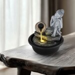 Etc - shop - fontaine d'intrieur fontaine cascade bouddha dcorative lumire led h 19 cm gris