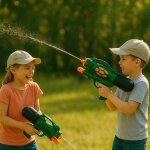 Pistolet � eau enfant mod�le militaire longueur 30 cm kaki noir et orange pour jeux de plein air et batailles ...