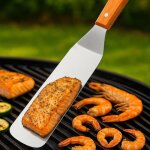 Spatule  poisson et fruits de mer en inox avec manche bois ? 35 cm