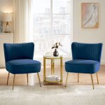 Sicaan - lot de 2 fauteuils cocktail judith velours bleu nuit