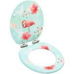 Si�ge abattant wc avec couvercle � fermeture en douceur mdf flamant rose