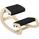 Si�ge assis genoux - homcom - en bois - fonction � bascule - r�glable pour bureau � domicile - noir