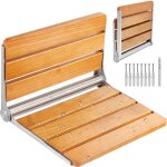 Siege de douche pliant en chene, 40, 8 x 34 cm deplie, banc de douche a fixation murale, capacite de ...