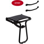Si�ge de douche pmr pellet essentiel confort escamotable + 2 barres d'appui noir mat