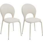 Lot de 2 chaises de cuisine en similicuir blanc - design coquille moderne avec structure mtallique, ...