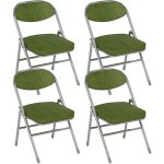 Sifree - lot de 4 chaises pliantes en velours c�tel� - pieds chrom�s argent�s & design moderne, gain ...
