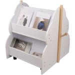 Sifree - bibliothque enfant 4 cases avec roulettes - meuble rangement jouets en bois massif tagre ...