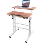 Sifree - bureau debout mobile, chariot pour ordinateur portable  hauteur rglable avec bureau inclinable, ...